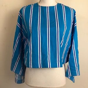 Stella Jean Striped Oversized Crop Top Bell Sleeve